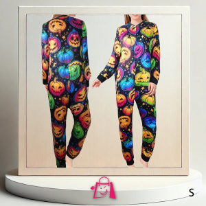 Pijama de Calabazas Neón para Adulto (Talla S)