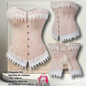 Corsé Brocado Rosa Pálido con Encaje