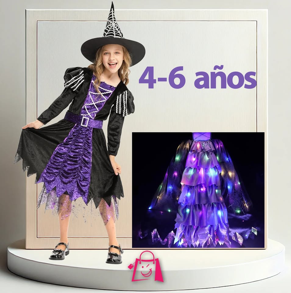 Disfraz de Bruja Luminosa para Niña (4-6 años)