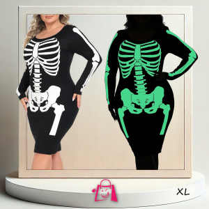 Vestido de Esqueleto Fluorescente para Mujer (Talla XL)