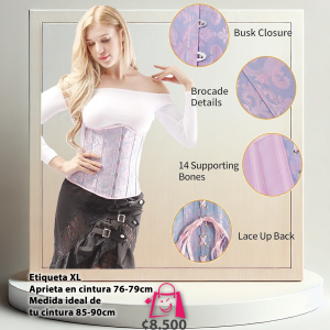 Corsé Underbust Brocado Lila con 14 Varillas