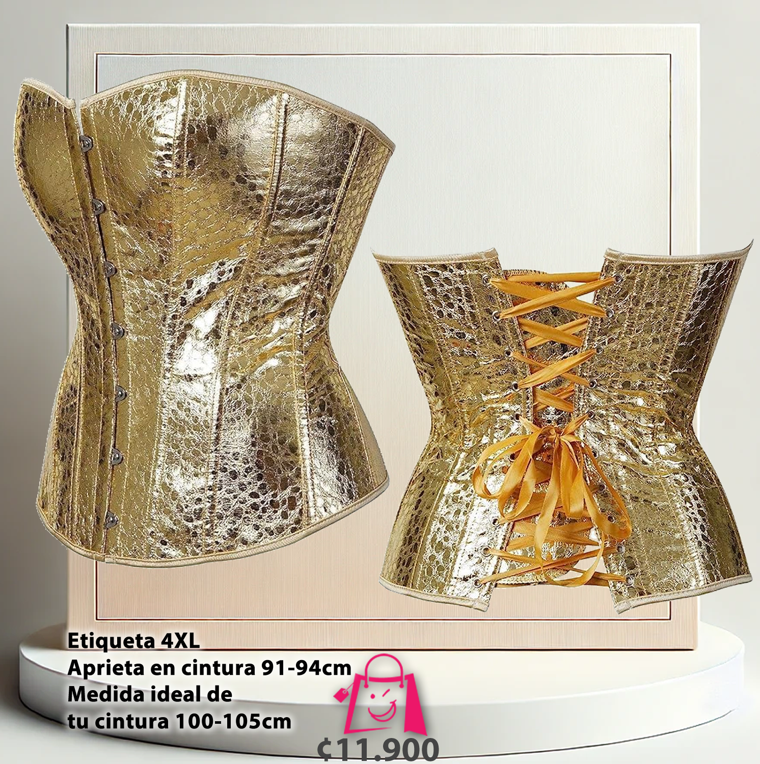 Corsé Underbust Dorado Metálico Texturizado