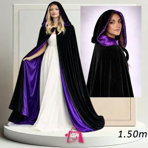 Capa con Capucha de Terciopelo Negro y Morado (1.50m)
