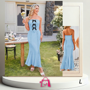 Vestido Strapless de Sirena Celeste (Talla L)