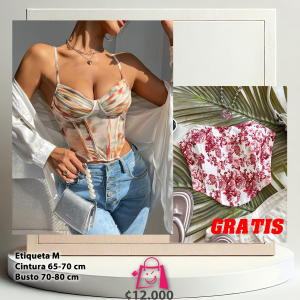 Bustier Malla Estampado Acuarela con Top Floral GRATIS