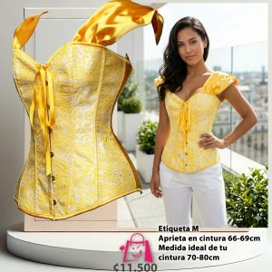 Corsé Amarillo de Brocado con Tirantes Gruesos