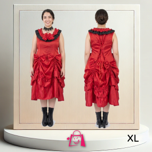 Vestido Gótico Victoriano Rojo y Negro (Talla XL) Vestido de Época Victoriana Rojo Vampiresa Gótico