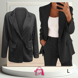 Blazer Negro (Talla L) Blazer Negro Elegante Ajustado Chaqueta