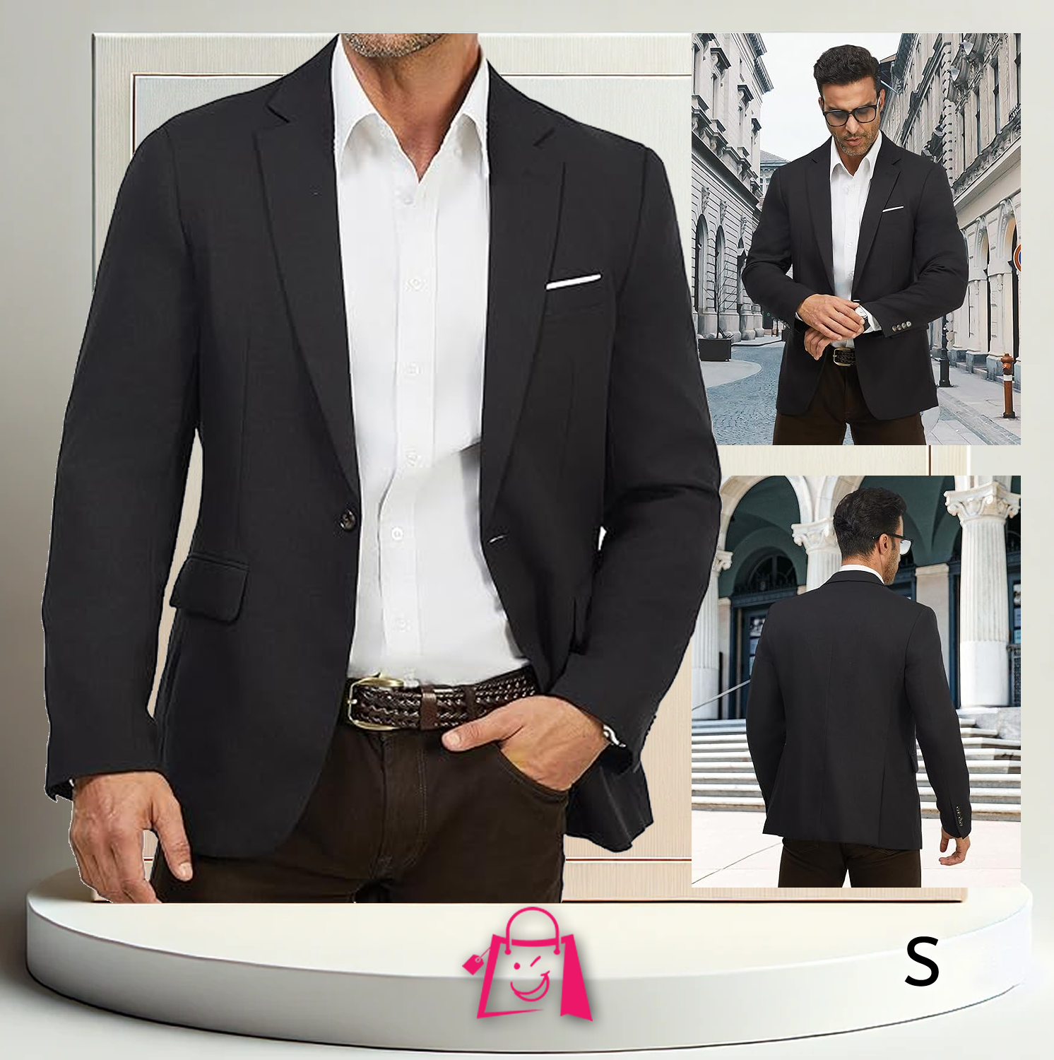 Blazer Negro con Solapa Cruzada (Talla S) Blazer Negro Elegante Saco de Vestir Noche Fiesta