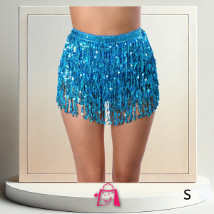 Short de Lentejuelas Celestes para Mujer (Talla S) Short Corto de Brillos Fiesta Noche Ropa Sexy