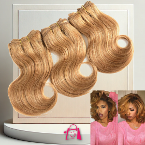 Cabello virgen brasileño 100% humano, paquetes de cabello ondulado de 8 pulgadas, color rubio #27
