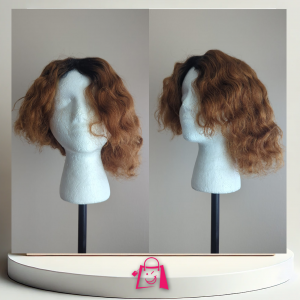Peluca Semi-Natural de Corte Irregular Ombré Cobrizo
