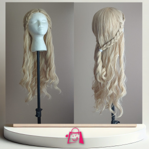Peluca de Fantasía Rubia 60 cm con Trenza Lateral