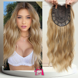 Topper de cabello ondulado para mujeres - 20", base de 16.5 cm x 16.5 cm