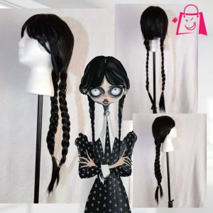 ¡PELUCA TRENZAS LARGAS AL ESTILO MERLINA!