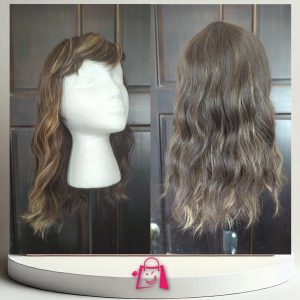 ¡PELUCA CASTAÑO CON RAYITOS NATURALES Y FLEQUILLO!