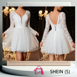 Vestido Corto Blanco de Encaje (SHEIN)