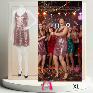 Vestido Lentejuelas Palo Rosa XL: Perfecto para Fiestas y Eventos Especiales