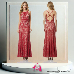 Vestido de Gala Encaje Rojo y Corte Sirena