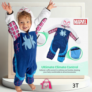 Pijama Cálida Spider-Man y Gwen Stacy (Talla 3T): ¡Regalo Ideal para Navidad!