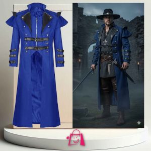 Gabardina Larga Gótica • Azul • Talla S (grande) • Estilo Victoriano-Punk