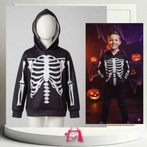 Suéter Unisex con Diseño de Esqueleto • 8-10 años • Con Capucha
