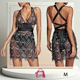 Vestido Mini M con Lentejuelas Bodycon: Escote Halter para Fiesta y Club