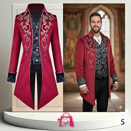 Blazer Chaqueta Frac Steampunk Para Hombre • Talla S • Estilo Gótico-Victoriano • Multiusos Medieval