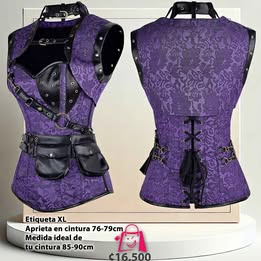 Corsé Morado Steampunk: Con Accesorios De Cuero Sintético Y Acero (¡Precio De Locura!).