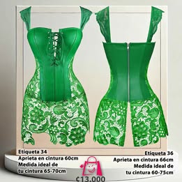 Corsé Verde De Cuerina Y Encaje Con Falda Transparente: ¡Look Atrevido Y Sexy!