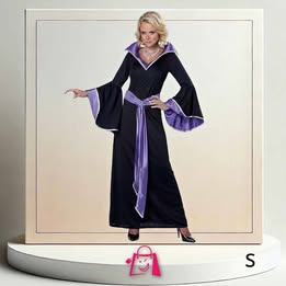 Disfraz De Bruja Hechicera Gótica Para Mujer (Talla S) Disfraz De Bruja Medieval Elegante Vestido