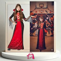 Disfraz De Vampira Real • Talla 8-10 Años • Estilo Victoriano-Gótico • Juego De Lujo