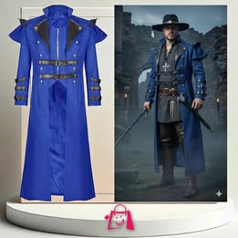 Gabardina Larga Gótica • Azul • Talla S (Grande) • Estilo Victoriano-Punk