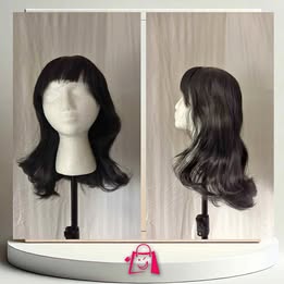 Peluca Negra Media Con Flequillo: ¡Cambio De Look Instantáneo! C002