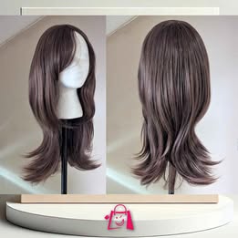 Peluca Sintética Premium Castaño Oscuro Corte En Capas Peluca Mujer Castaño Oscuro Con Flequillo