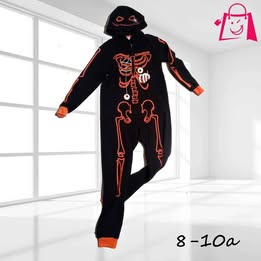 Pijama De Esqueleto Neón Para Niños (8-10 Años)
