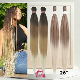 Set De 4 Paquetes De Kanekalon 26" Tono Castaño Y Rubio Degradé Kanekalon Para Trenzas Africanas 26