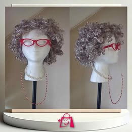 Set Kit De Viejita Abuelita Peluca Crespa Gafas Y Collar Kit Disfraz Abuelita Peluca Crespa Gris Gaf
