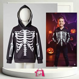 Suéter Unisex Con Diseño De Esqueleto • 8-10 Años • Con Capucha