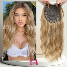 Topper De Cabello Ondulado Para Mujeres - 20", Base De 16.5 Cm X 16.5 Cm