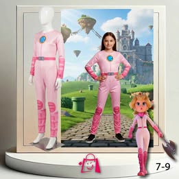 Traje De Princesa Peach De Aventuras • 7-9 Años • Inspirado En “Princess Peach: Showtime!”