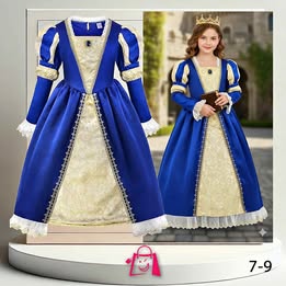 Vestido De Reina Medieval • Color Azul Regio Con Detalles Beige Y Encaje