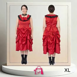 Vestido Gótico Victoriano Rojo Y Negro (Talla XL) Vestido De Época Victoriana Rojo Vampiresa Gótico