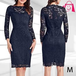 Vestido Negro Corto • Talla M • Al Cuerpo Con Sobrefalda De Encaje • Manga Larga