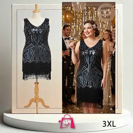 Vestido Negro Xl Con Lentejuelas: Elegancia Y Brillo Para Grandes Eventos.