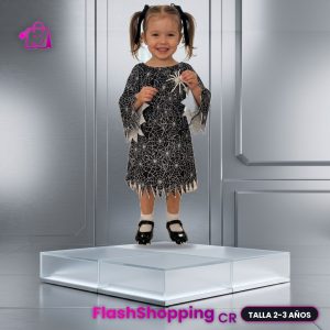 Vestido Infantil de Brujita y Telarañas para Niñas (2-3 Años / 60 cm)