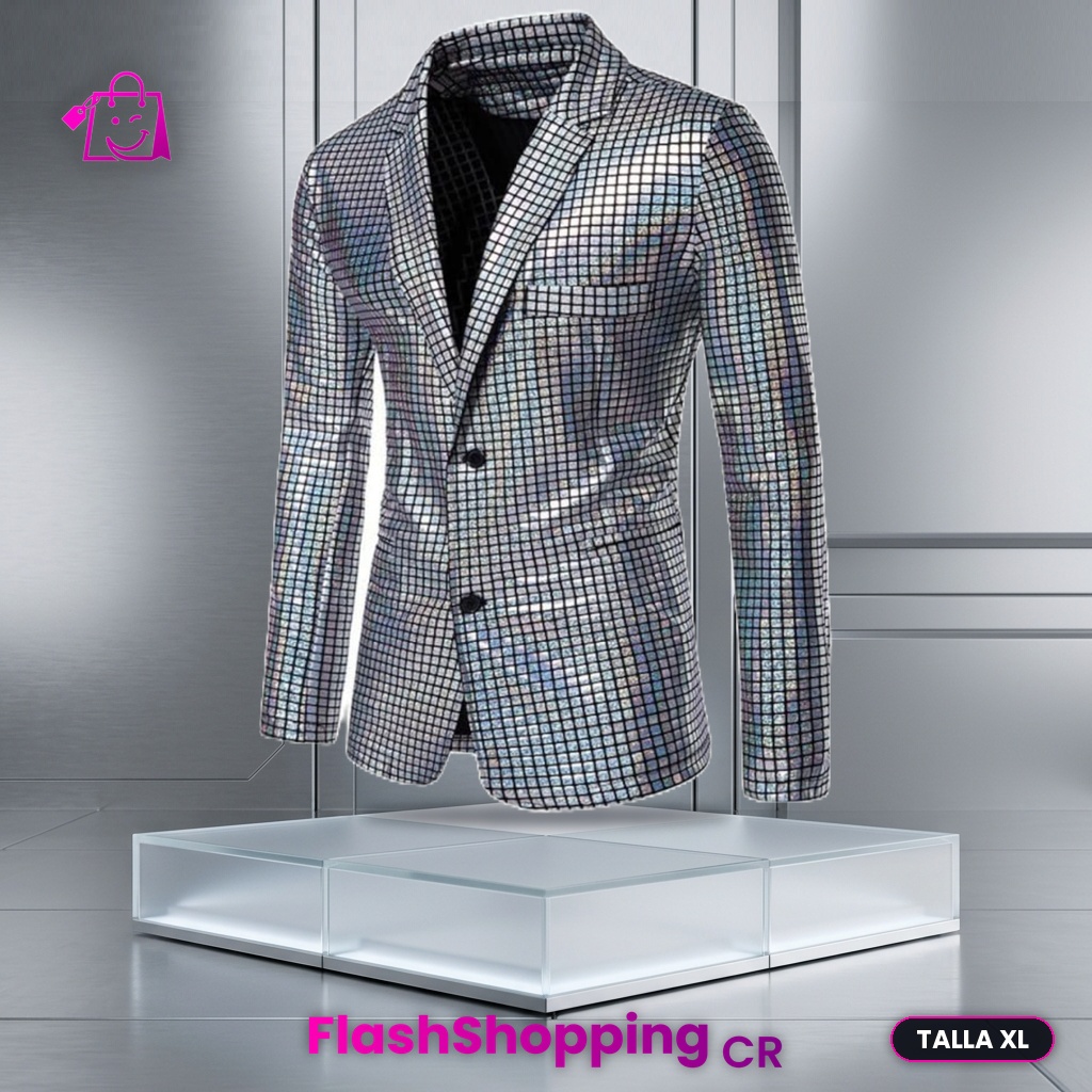 Blazer Disco Retro Fiesta para Caballero Tornasol Holográfico (Talla XL)