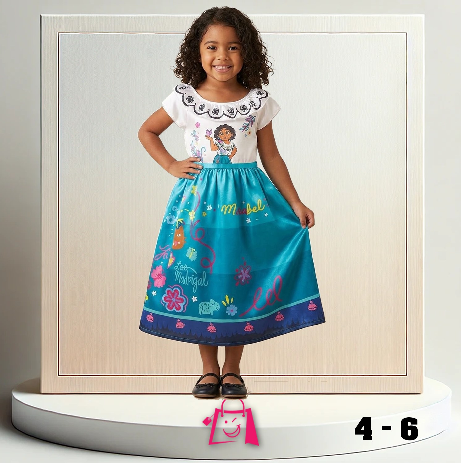 Vestido Mirabel Encanto Niña 4-6 Años Disfraz Infantil Princesa Madrigal Fiesta Cumpleaños Halloween Cosplay
