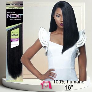 Extensiones Cortina Cabello Humano 100% Natural 16 Pulgadas Sensationnel Premium Next Yaki Weave Liso Negro Real