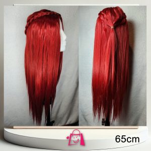 Peluca Roja Larga Lacia 65 cm con Trenzas Estilo Princesa Medieval Fibra Sintética Premium Planchable Cosplay Halloween